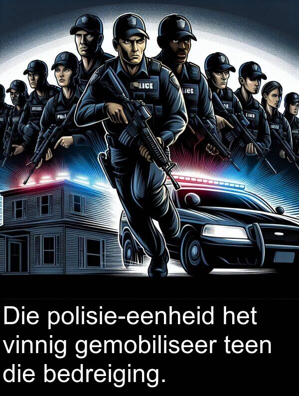 bedreiging: Die polisie-eenheid het vinnig gemobiliseer teen die bedreiging.