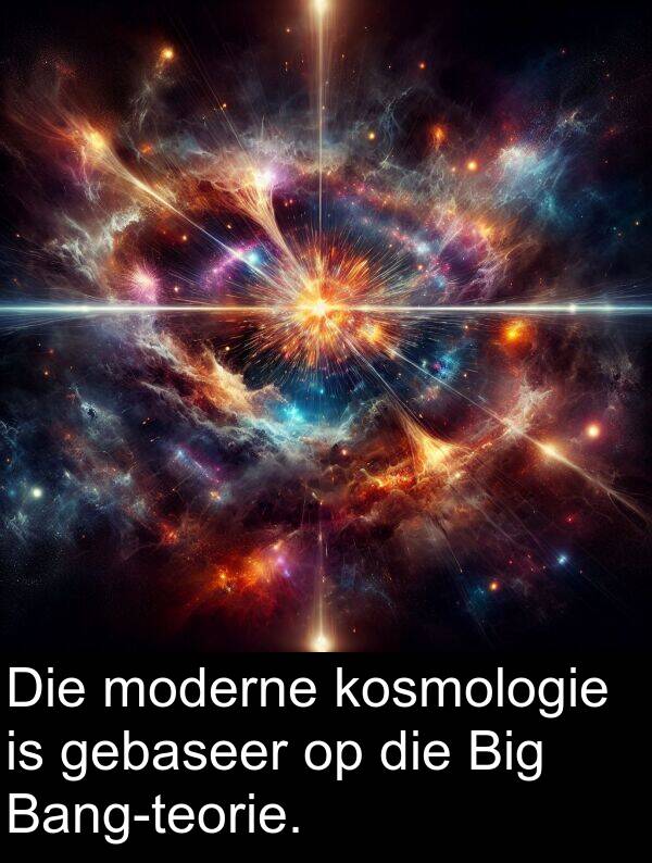 gebaseer: Die moderne kosmologie is gebaseer op die Big Bang-teorie.