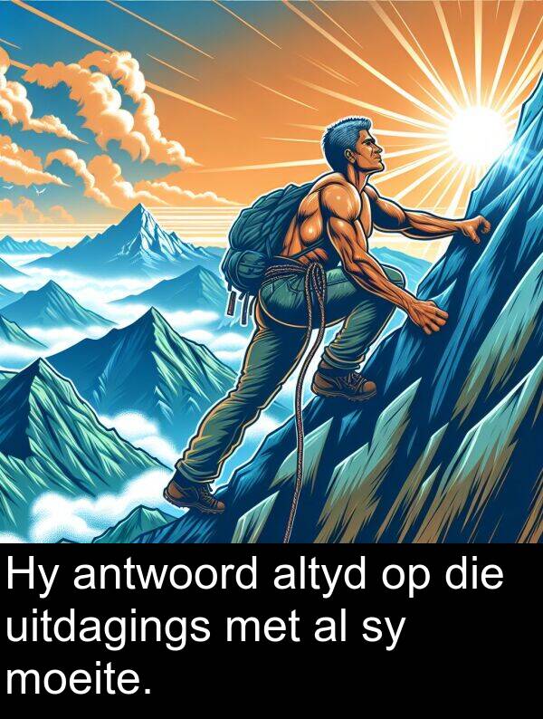 altyd: Hy antwoord altyd op die uitdagings met al sy moeite.