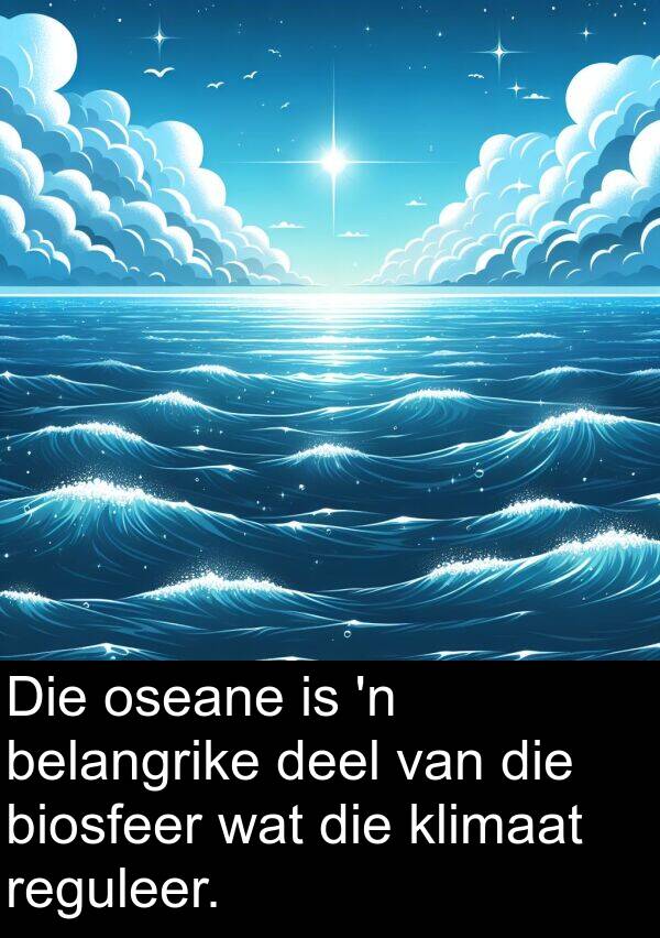 belangrike: Die oseane is 'n belangrike deel van die biosfeer wat die klimaat reguleer.