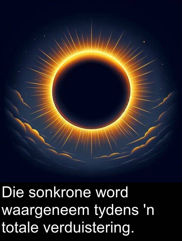 totale: Die sonkrone word waargeneem tydens 'n totale verduistering.