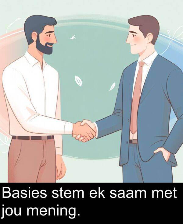 jou: Basies stem ek saam met jou mening.