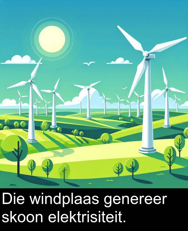 windplaas: Die windplaas genereer skoon elektrisiteit.