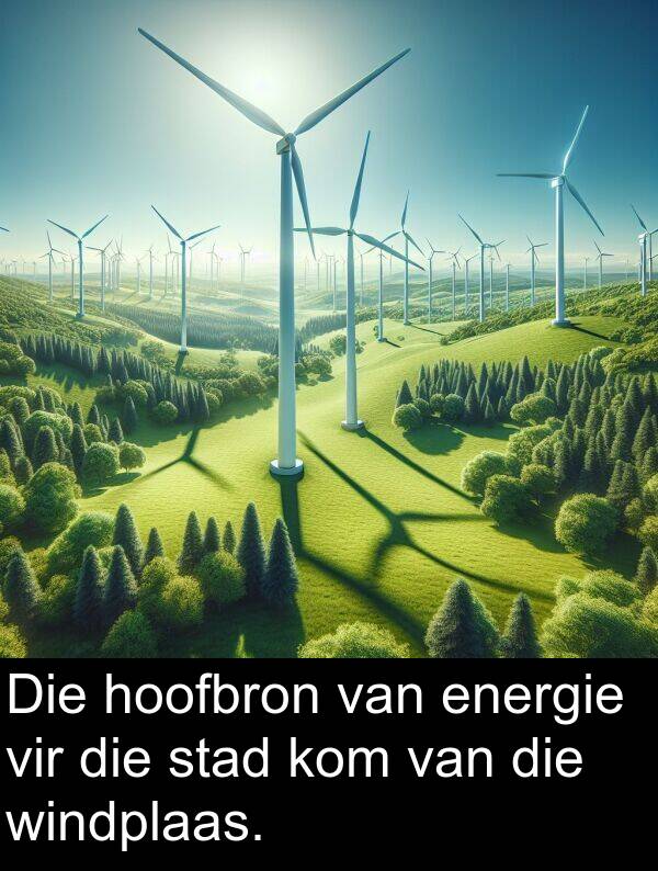 hoofbron: Die hoofbron van energie vir die stad kom van die windplaas.