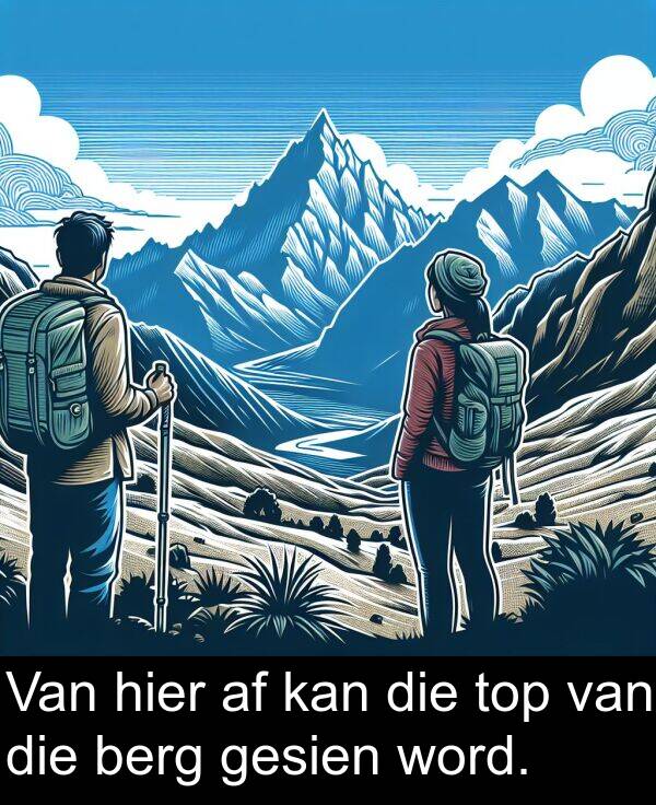 top: Van hier af kan die top van die berg gesien word.