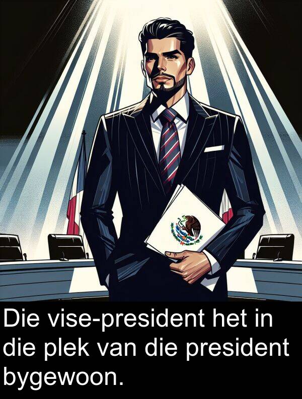 plek: Die vise-president het in die plek van die president bygewoon.