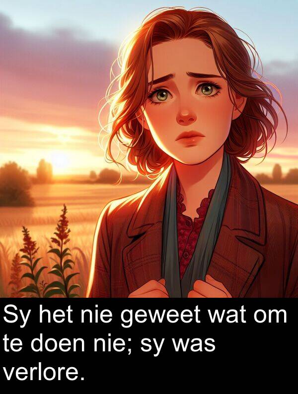 nie: Sy het nie geweet wat om te doen nie; sy was verlore.