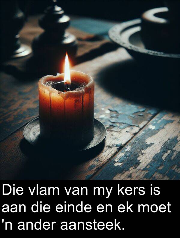 ander: Die vlam van my kers is aan die einde en ek moet 'n ander aansteek.