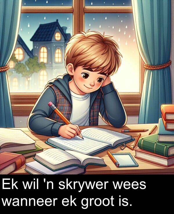 wil: Ek wil 'n skrywer wees wanneer ek groot is.