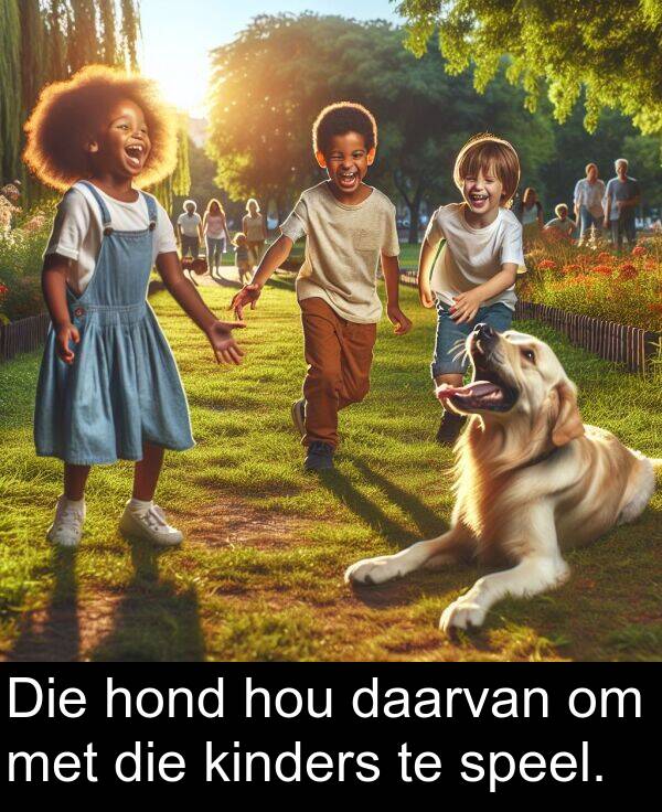 hond: Die hond hou daarvan om met die kinders te speel.