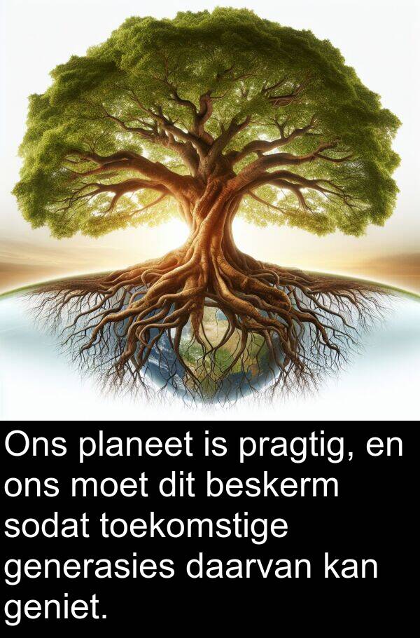 beskerm: Ons planeet is pragtig, en ons moet dit beskerm sodat toekomstige generasies daarvan kan geniet.