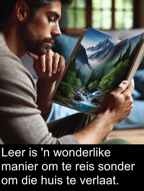 verlaat: Leer is 'n wonderlike manier om te reis sonder om die huis te verlaat.