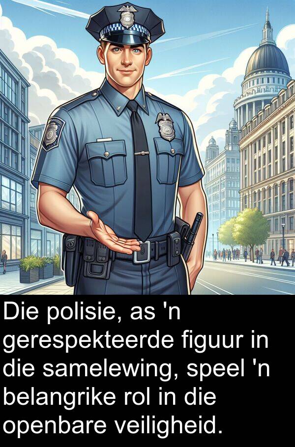 figuur: Die polisie, as 'n gerespekteerde figuur in die samelewing, speel 'n belangrike rol in die openbare veiligheid.