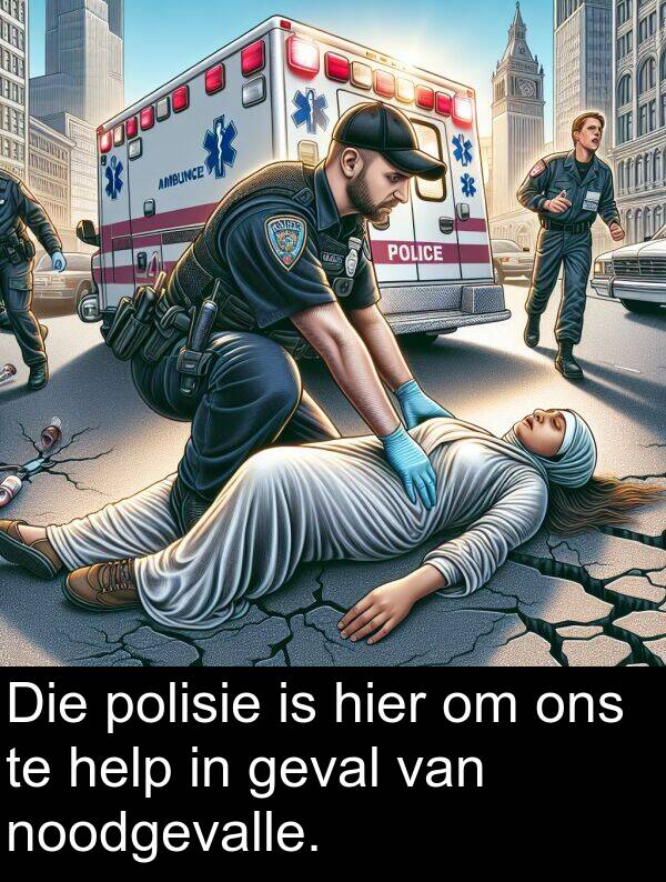 help: Die polisie is hier om ons te help in geval van noodgevalle.