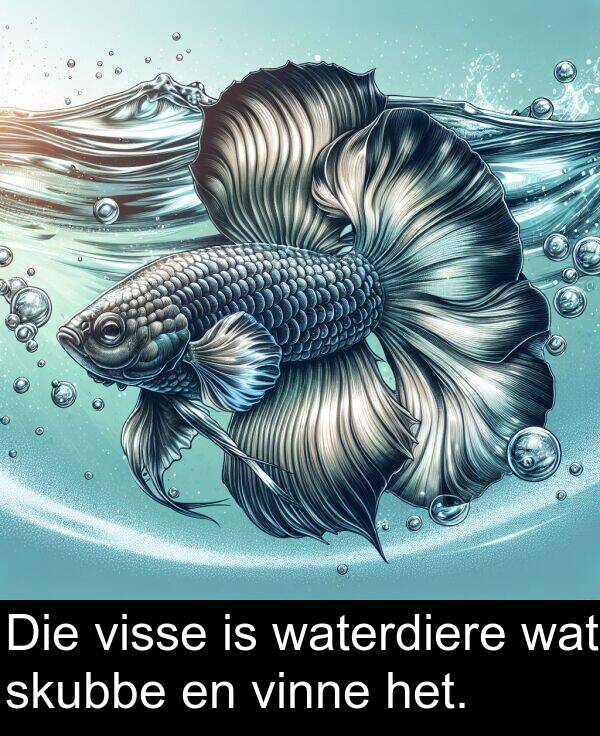 waterdiere: Die visse is waterdiere wat skubbe en vinne het.