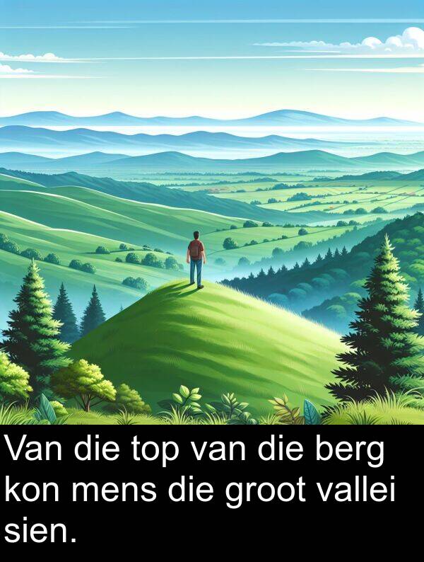 top: Van die top van die berg kon mens die groot vallei sien.