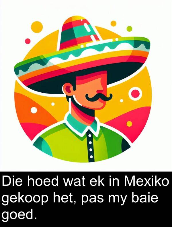 pas: Die hoed wat ek in Mexiko gekoop het, pas my baie goed.