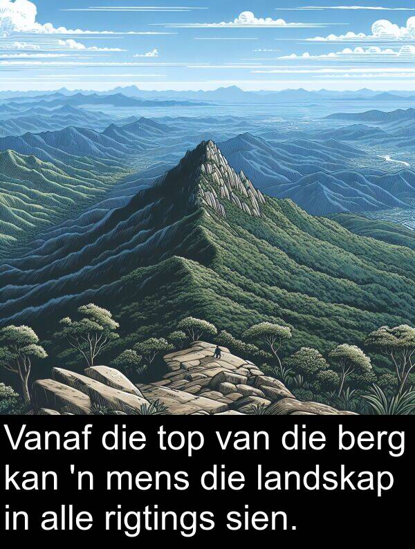 top: Vanaf die top van die berg kan 'n mens die landskap in alle rigtings sien.