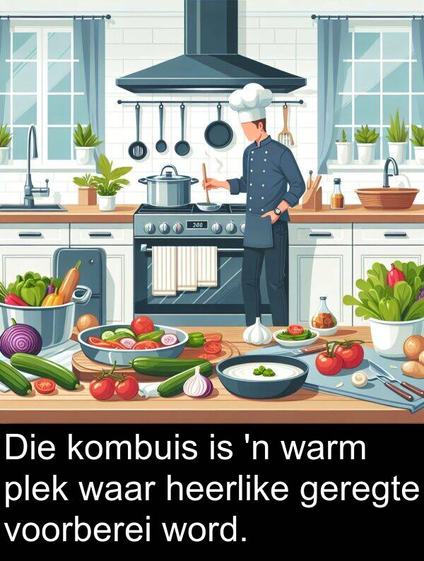 plek: Die kombuis is 'n warm plek waar heerlike geregte voorberei word.