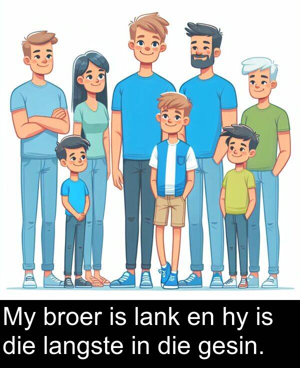 lank: My broer is lank en hy is die langste in die gesin.