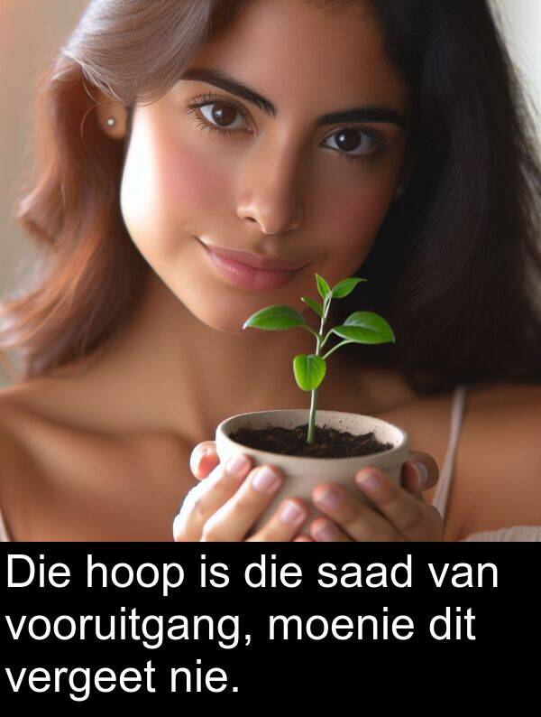 hoop: Die hoop is die saad van vooruitgang, moenie dit vergeet nie.