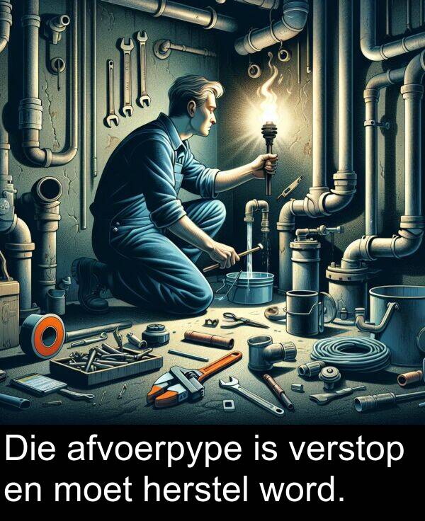 herstel: Die afvoerpype is verstop en moet herstel word.