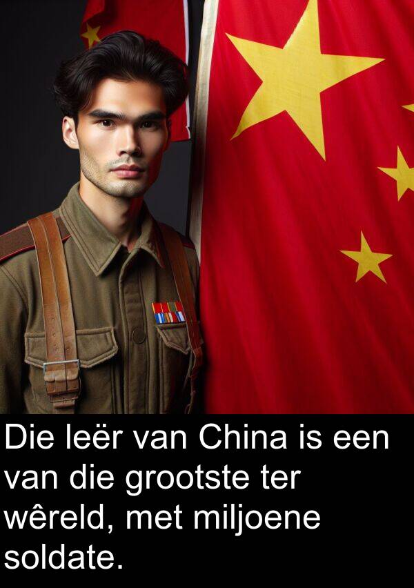 ter: Die leër van China is een van die grootste ter wêreld, met miljoene soldate.