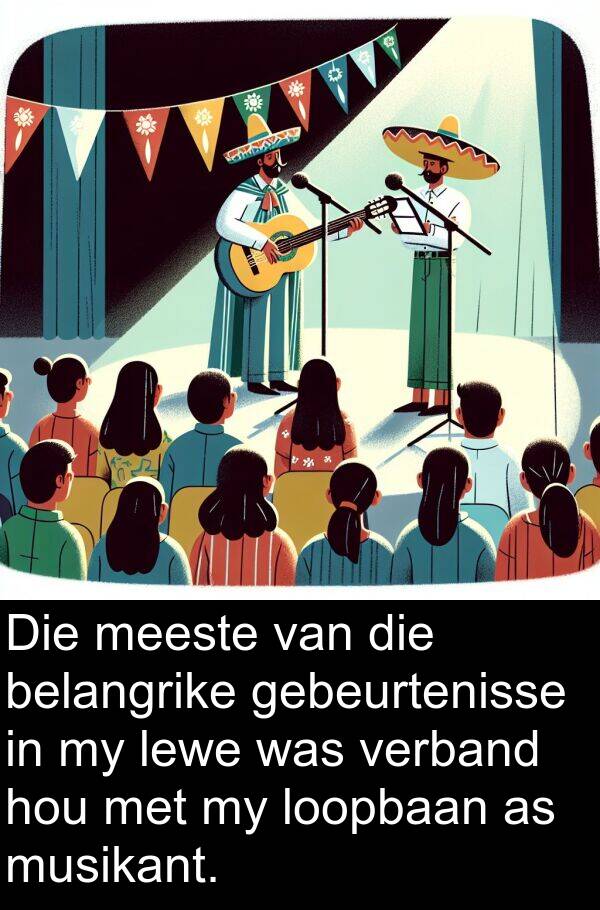 gebeurtenisse: Die meeste van die belangrike gebeurtenisse in my lewe was verband hou met my loopbaan as musikant.