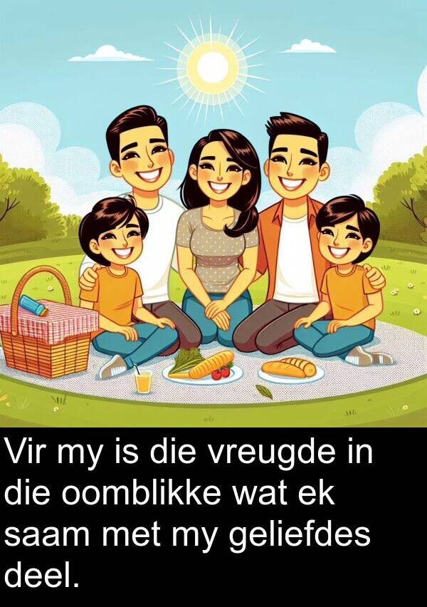 geliefdes: Vir my is die vreugde in die oomblikke wat ek saam met my geliefdes deel.