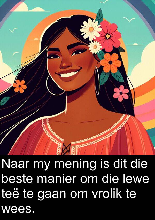 beste: Naar my mening is dit die beste manier om die lewe teë te gaan om vrolik te wees.