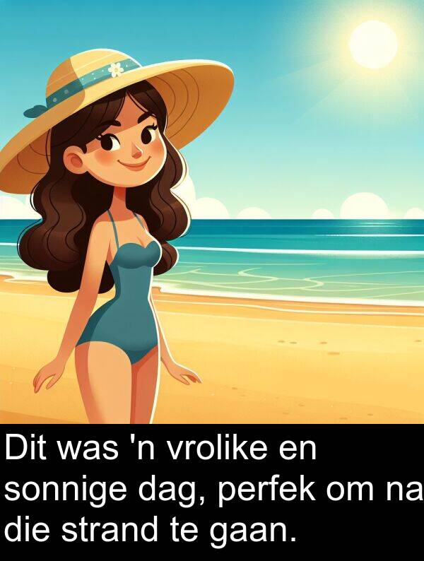 perfek: Dit was 'n vrolike en sonnige dag, perfek om na die strand te gaan.