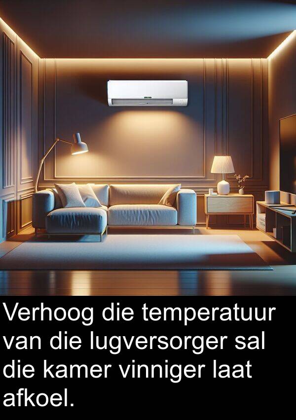 temperatuur: Verhoog die temperatuur van die lugversorger sal die kamer vinniger laat afkoel.