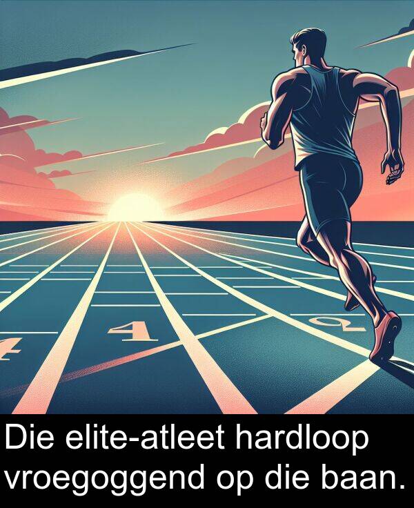 hardloop: Die elite-atleet hardloop vroegoggend op die baan.