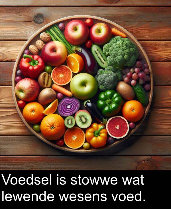 lewende: Voedsel is stowwe wat lewende wesens voed.