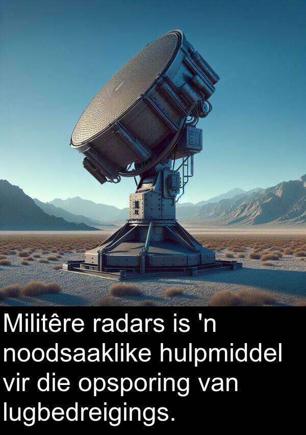 noodsaaklike: Militêre radars is 'n noodsaaklike hulpmiddel vir die opsporing van lugbedreigings.