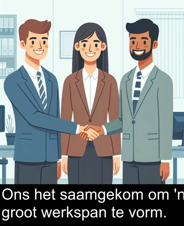 werkspan: Ons het saamgekom om 'n groot werkspan te vorm.