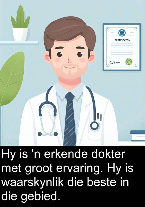 beste: Hy is 'n erkende dokter met groot ervaring. Hy is waarskynlik die beste in die gebied.