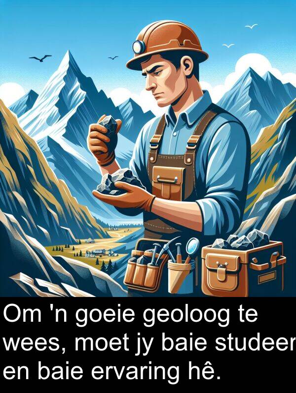 hê: Om 'n goeie geoloog te wees, moet jy baie studeer en baie ervaring hê.