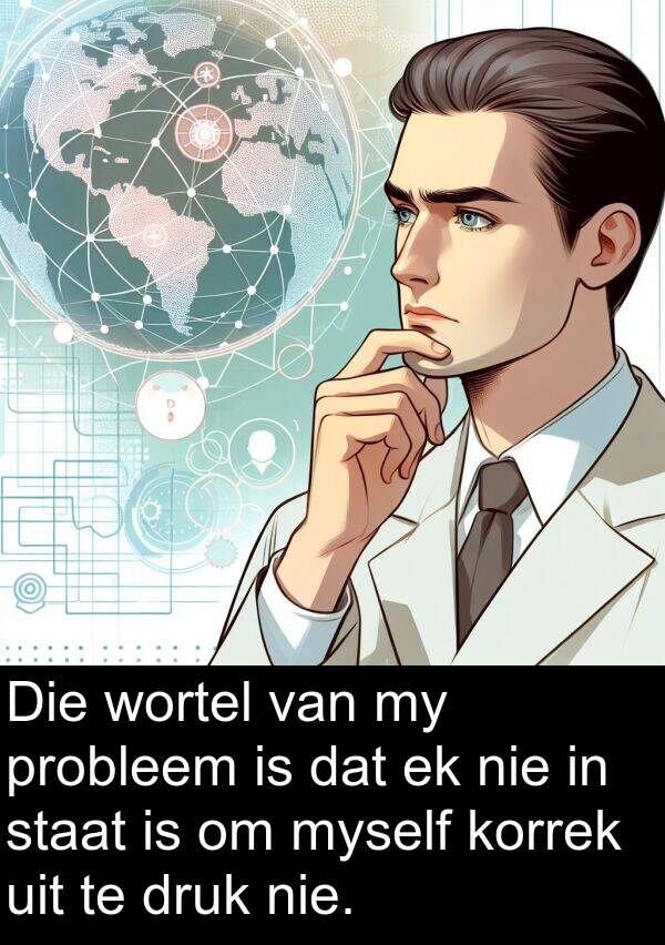 probleem: Die wortel van my probleem is dat ek nie in staat is om myself korrek uit te druk nie.