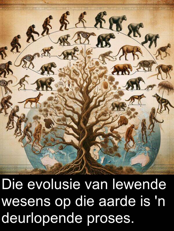 proses: Die evolusie van lewende wesens op die aarde is 'n deurlopende proses.