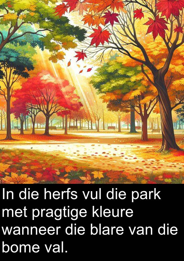 herfs: In die herfs vul die park met pragtige kleure wanneer die blare van die bome val.