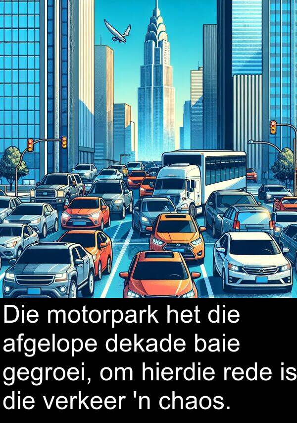 gegroei: Die motorpark het die afgelope dekade baie gegroei, om hierdie rede is die verkeer 'n chaos.