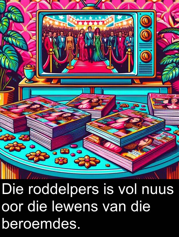 nuus: Die roddelpers is vol nuus oor die lewens van die beroemdes.