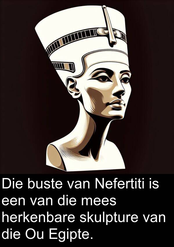 herkenbare: Die buste van Nefertiti is een van die mees herkenbare skulpture van die Ou Egipte.