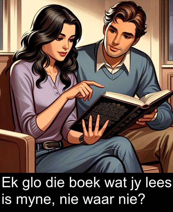 nie: Ek glo die boek wat jy lees is myne, nie waar nie?