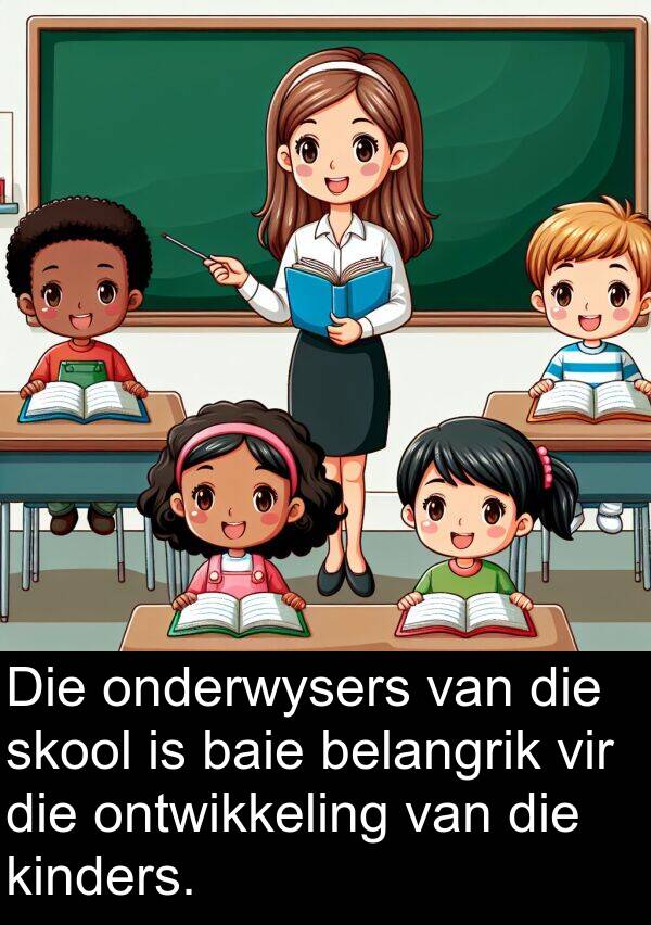 belangrik: Die onderwysers van die skool is baie belangrik vir die ontwikkeling van die kinders.