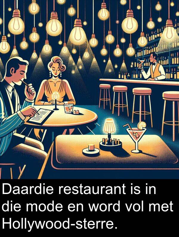 mode: Daardie restaurant is in die mode en word vol met Hollywood-sterre.