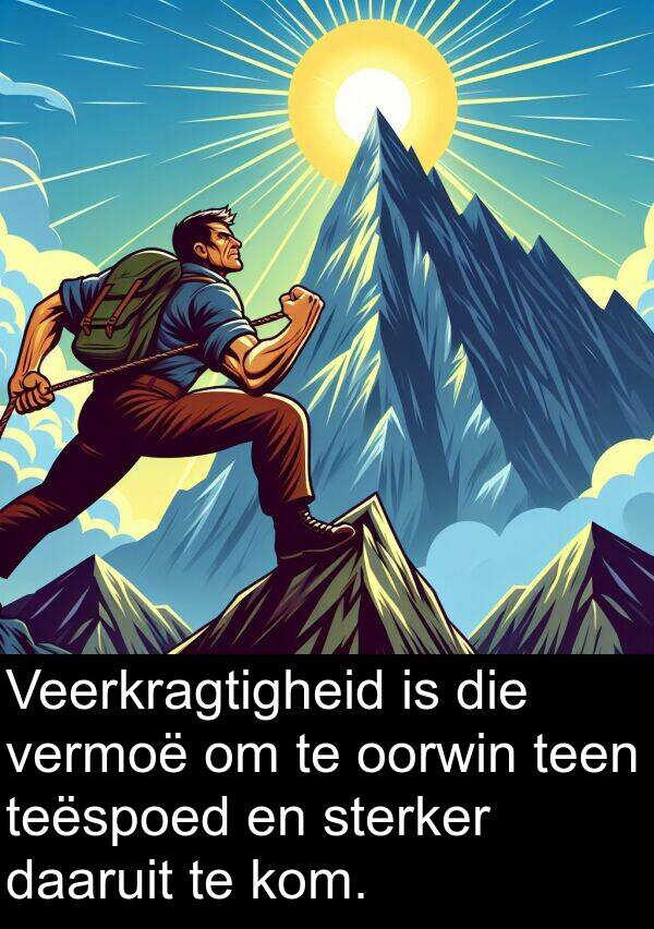 teëspoed: Veerkragtigheid is die vermoë om te oorwin teen teëspoed en sterker daaruit te kom.