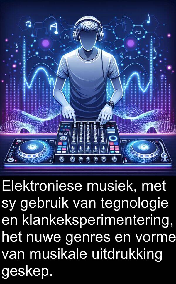 tegnologie: Elektroniese musiek, met sy gebruik van tegnologie en klankeksperimentering, het nuwe genres en vorme van musikale uitdrukking geskep.