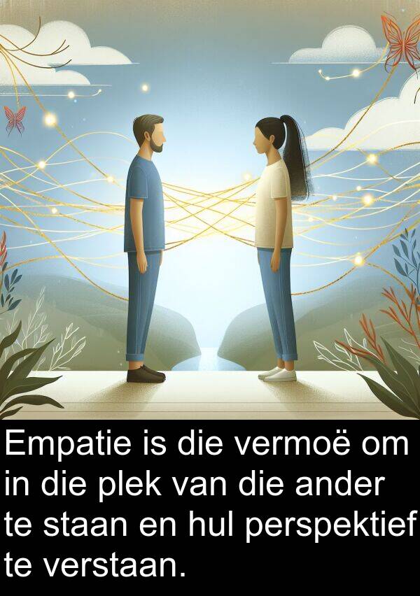 perspektief: Empatie is die vermoë om in die plek van die ander te staan en hul perspektief te verstaan.